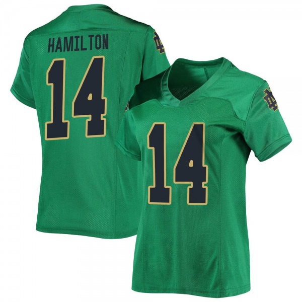 Kyle Hamilton Notre Dame Fighting Irish NCAA Women's #14 Green Replica College Stitched Football Jersey FGA6855BR